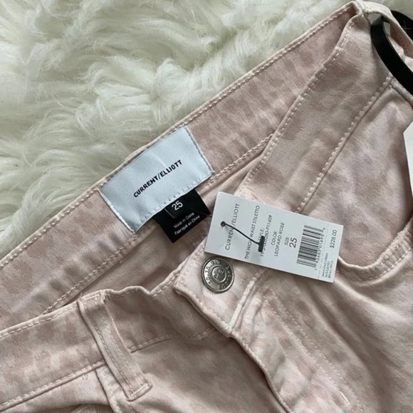 Current Elliott Pink High Waist Leopard Stiletto Jeans Size 25 NEW - Picture 5 of 10